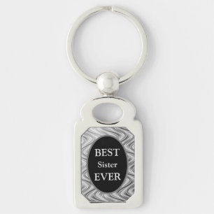 Stylish Silver Best Sister Ever design Keychain