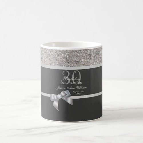 Stylish Silver  Black Birthday   Coffee Mug