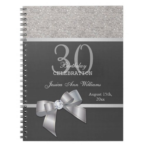 Stylish Silver  Black Birthday   Notebook