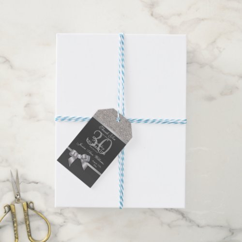 Stylish Silver  Black Birthday Party  Gift Tags