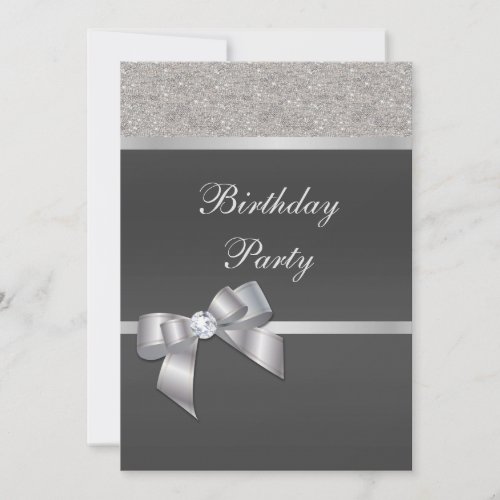 Stylish Silver  Black Birthday Party  Invitation
