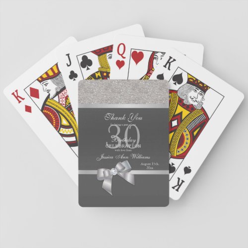 Stylish Silver  Black Birthday Party  Playing Cards