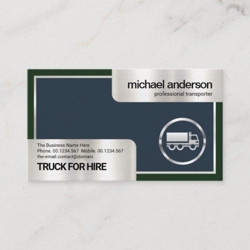 Stylish Silver Box Frame Truck Transport Driver Business Card