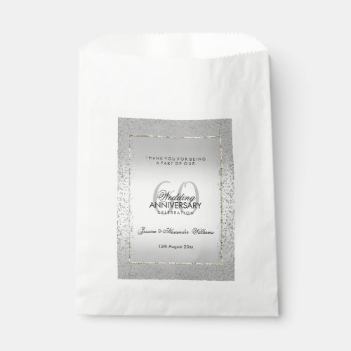 Stylish Silver Confetti 60th Diamond Wedding Favor Bag