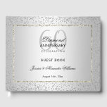 Stylish Silver Confetti 60th Diamond Wedding Guest Book