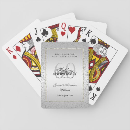 Stylish Silver Confetti 60th Diamond Wedding Poker Cards