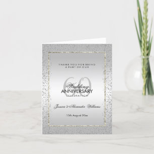 Stylish Silver Confetti 60th Wedding Thank You Card