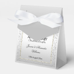 Stylish Silver Confetti 60th Wedding Thank You Favor Boxes