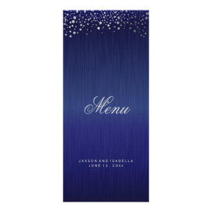 Stylish Silver Confetti Dots Blue - Menu