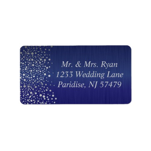 Stylish Silver Confetti Dots  Dark Blue Label