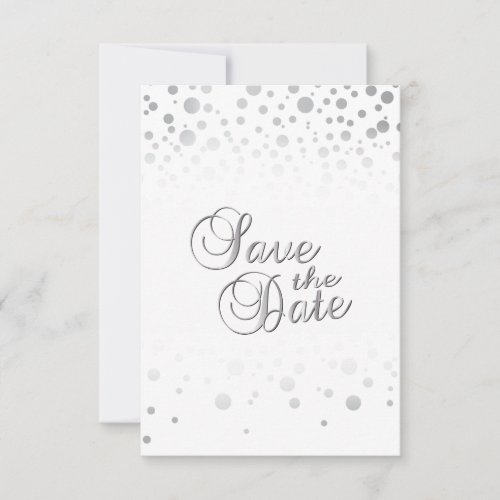 Stylish Silver Confetti Dots _ Save the Date