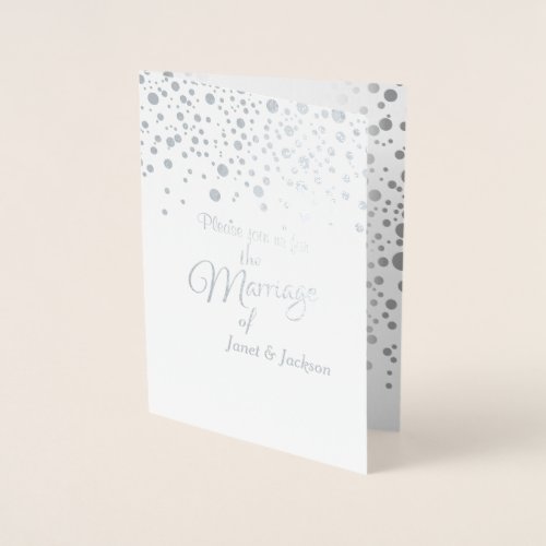 Stylish Silver Confetti Dots  White Background Foil Card