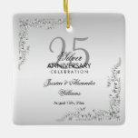 Stylish Silver Decoration 25th Wedding Anniversary<br><div class="desc">Stylish and elegant 25th wedding anniversary ornament, suitable for silver wedding anniversary events. Beautiful stylish silver swirls and flourishes corner decorations on a pretty silver background. All text is fully customizable to meet your requirements. If you need help to customize your product or would like matching products please contact me...</div>