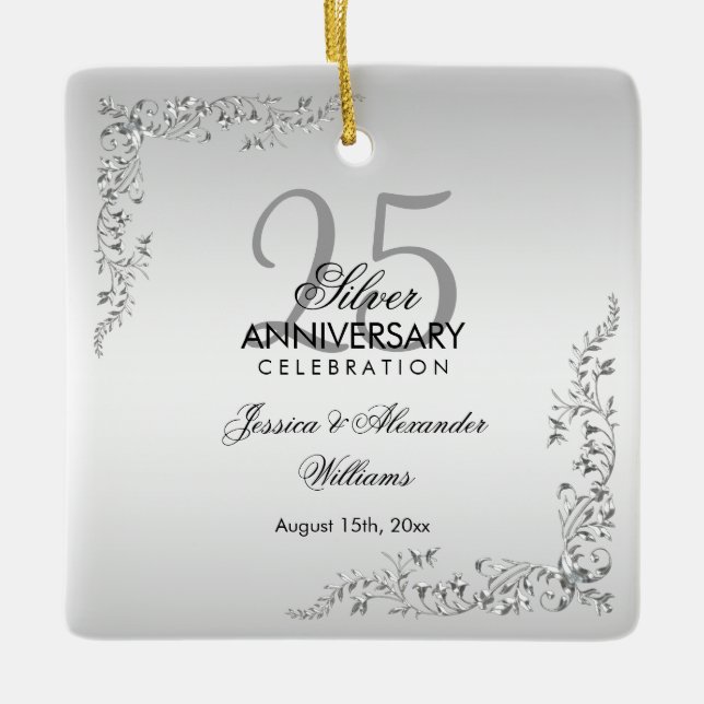 Stylish Silver Decoration 25th Wedding Anniversary (Front)
