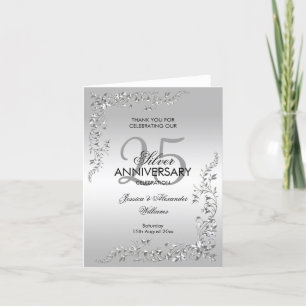 Stylish Silver Decoration 25th Wedding Anniversary Announcement
