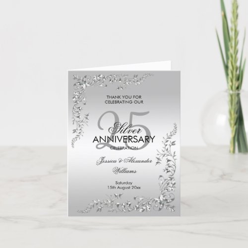 Stylish Silver Decoration 25th Wedding Anniversary Announcement