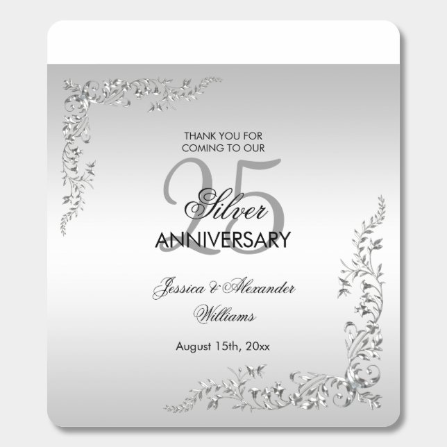 Stylish Silver Decoration 25th Wedding Anniversary Breath Savers® Mints (Sticker)
