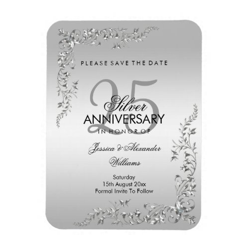 Stylish Silver Decoration 25th Wedding Anniversary Magnet