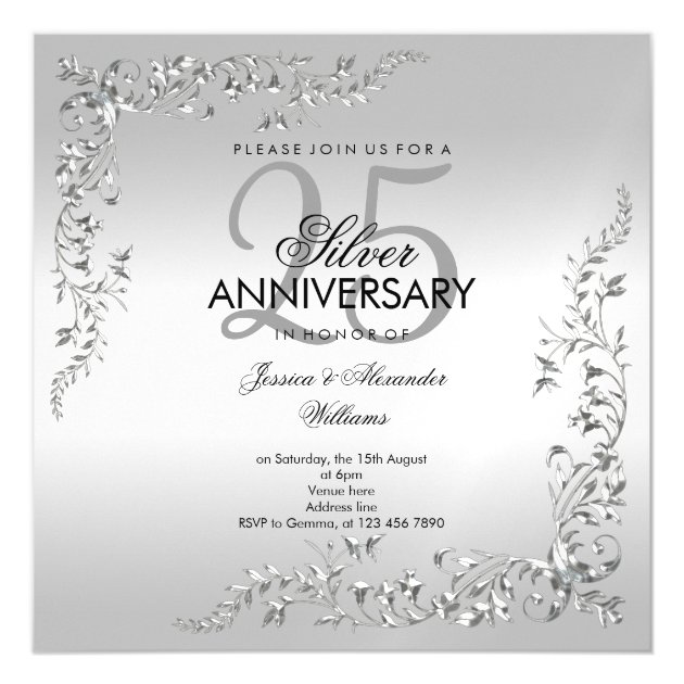 25th Wedding Invitations Templates   Stylish Silver Decoration 25th Wedding Anniversary Magnetic Invitation R754c6ec7091645338eed9edaf8af1d25 Zrw1n 630 