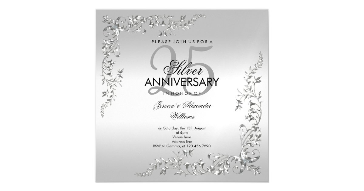 Stylish Silver Decoration 25th Wedding Anniversary Magnetic Invitation R754c6ec7091645338eed9edaf8af1d25 Zrw1n 630 ?rlvnet=1&view Padding=[285%2C0%2C285%2C0]
