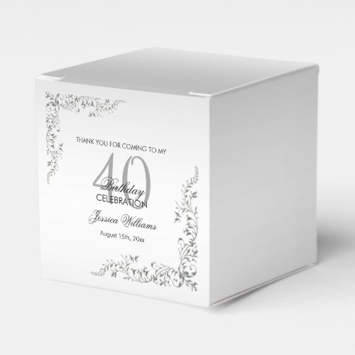 Stylish Silver Decoration 40th Birthday party Favor Boxes