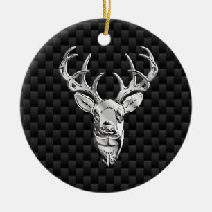Stylish Silver Deer on Carbon Fiber Ceramic Ornament