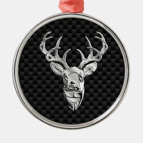 Stylish Silver Deer on Carbon Fiber Metal Ornament