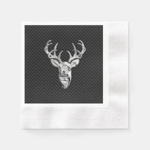 Stylish Silver Deer on Carbon Fiber Napkins