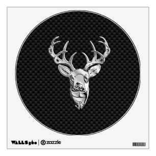 Stylish Silver Deer on Carbon Fiber Wall Sticker