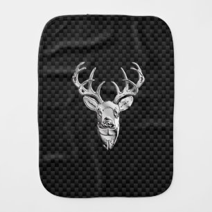 Stylish Silver Deer on Carbon Print Baby Burp Cloth