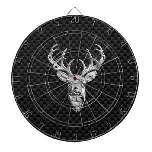 Stylish Silver Deer on Carbon Print Dart Board