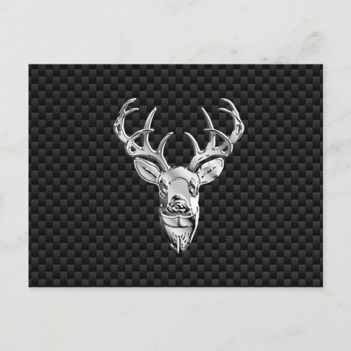 Stylish Silver Deer on Carbon Print Postcard