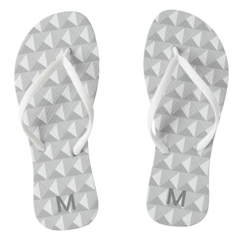 Stylish Silver Diamond Geometric Pattern Flip Flops