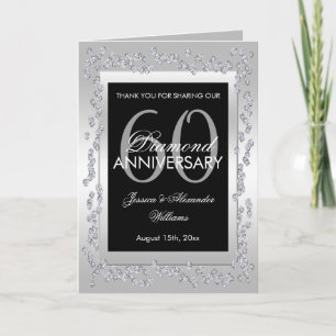 Stylish Silver Diamonds 60th Wedding Anniversary Card