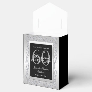 Stylish Silver Diamonds 60th Wedding Anniversary Favor Boxes