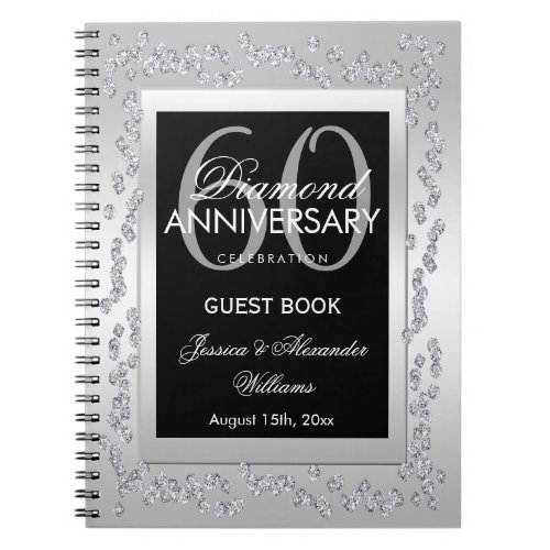 Stylish Silver Diamonds 60th Wedding Anniversary Notebook