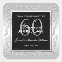 Diamond Heart 60th Wedding Anniversary Stickers, Zazzle