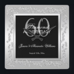 Stylish Silver Diamonds 60th Wedding Anniversary Square Wall Clock<br><div class="desc">Beautiful, glamorous trendy, modern, romantic and sophisticated design for couple's 60th wedding anniversary party events. Elegant and glamorous fabulous sixtieth anniversary. With a beautiful fancy printed image of beautiful silver rhinestone jewel diamonds decoration border frame, in stunning silver colors all printed on a glamorous silver gradient background, your event details...</div>