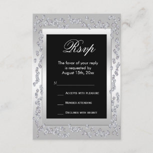 Stylish Silver Diamonds 60th Wedding RSVP