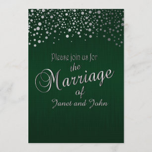 Stylish Silver Dots   Dark Green Invitation