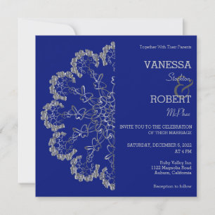 Stylish Silver Floral Mandala Wedding Invitation
