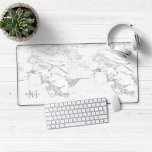Stylish Silver Foil Marble Monogram Desk Mat<br><div class="desc">Stylish Silver Foil Marble Monogram Desk Mat Mouse Pad with trendy white marble and soft faux silver foil marble. Add your name and monogram for a custom design! Please contact us at cedarandstring@gmail.com if you need assistance with the design or matching products.</div>
