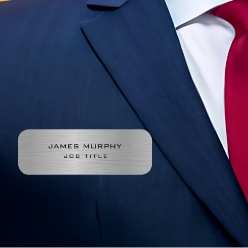 Stylish Silver Foil Metal Brushed Name Tag