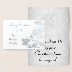Stylish Silver Foil Personalised Family Christmas Card