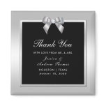 Stylish Silver Gem Bow & Black Wedding Magnet
