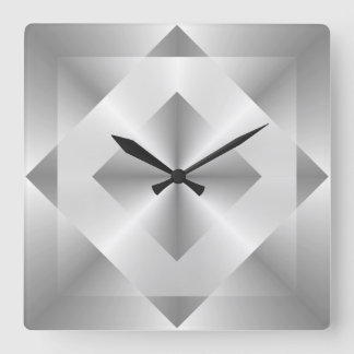 Stylish Silver Geometric Pattern Square Wall Clock