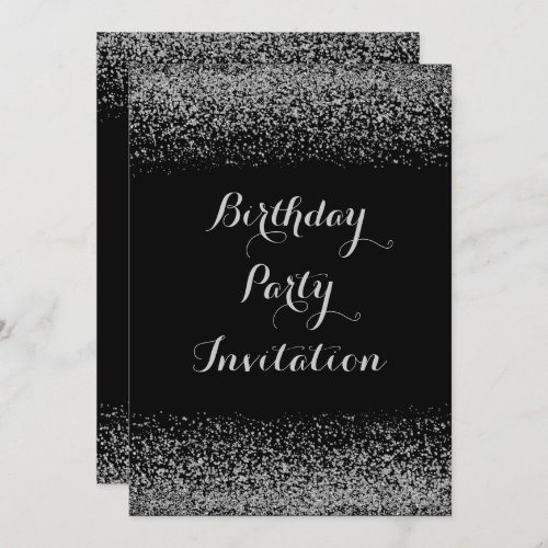 Stylish Silver Glitter Birthday Invitation