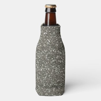 Stylish Silver Glitter Bottle Cooler by InTrendPatterns at Zazzle