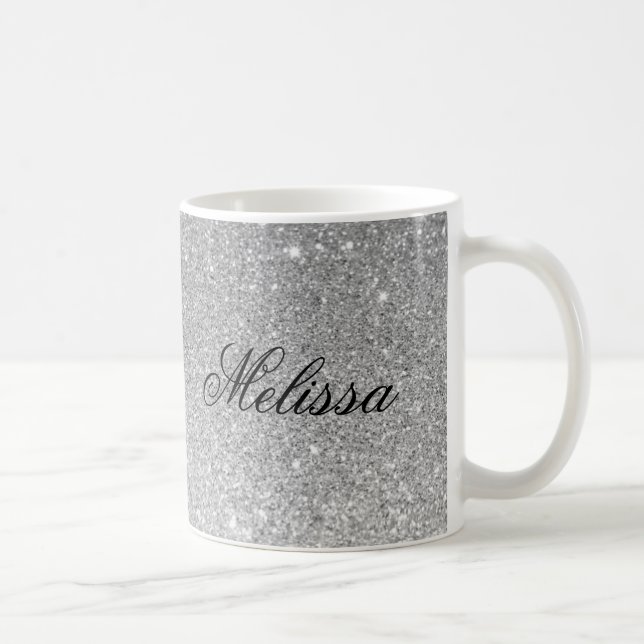 Stylish Silver Glitter Customized Mug (Right)