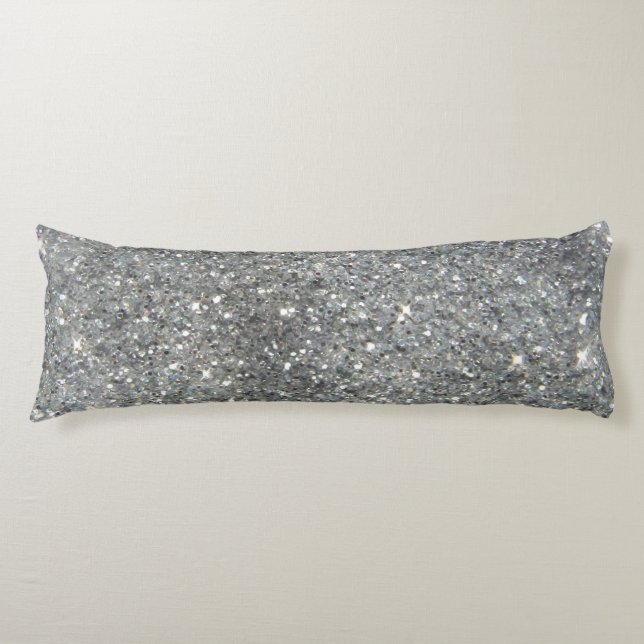Stylish Silver Glitter Glitz Photo Body Pillow (Front)
